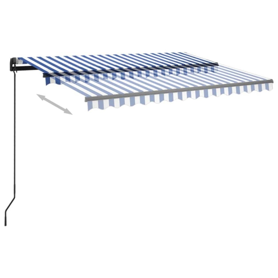 Toldo manual retráctil con luz LED azul y blanco 3x2,5