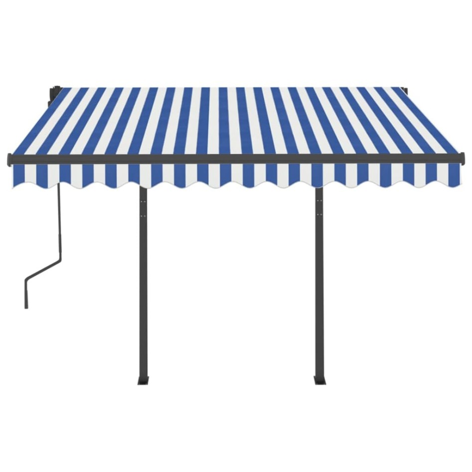 Toldo manual retráctil con luz LED azul y blanco 3x2,5