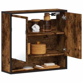 Armario con espejo baño madera roble ahumado 65x20x60
