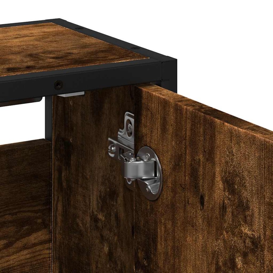 Armario con espejo baño madera roble ahumado 65x20x60