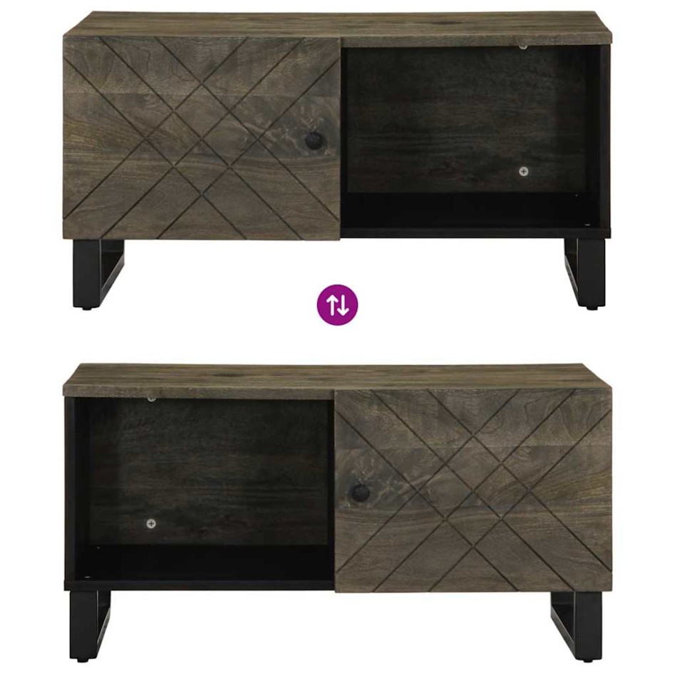 Mesa de centro madera maciza de mango negra 80x50x40