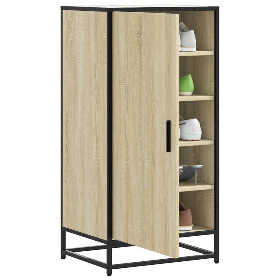 Mueble zapatero madera contrachapada roble sonoma 48x38x97,5