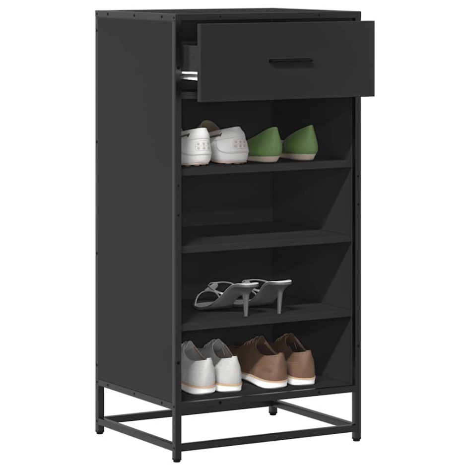 Mueble zapatero de madera de ingeniería negro 48x38x97,5