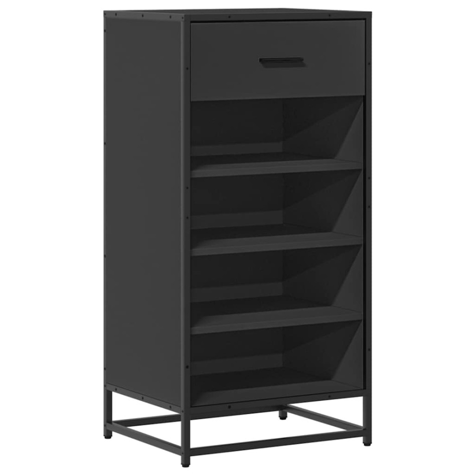 Mueble zapatero de madera de ingeniería negro 48x38x97,5