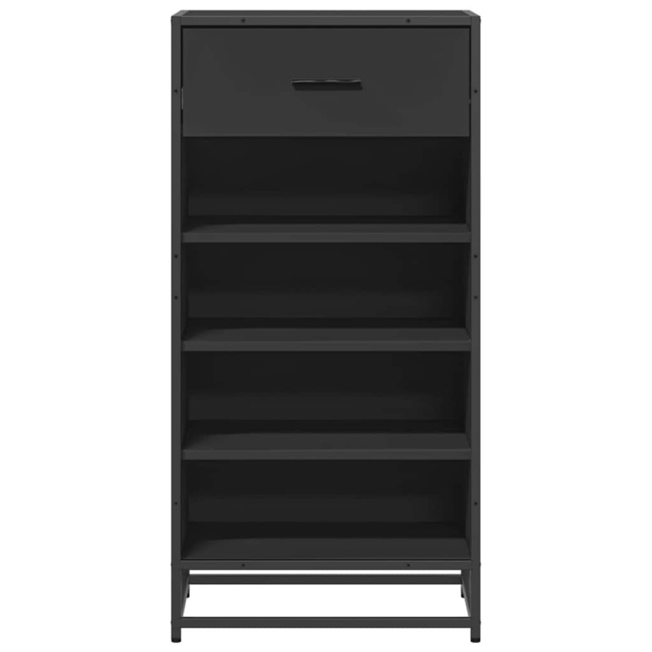 Mueble zapatero de madera de ingeniería negro 48x38x97,5