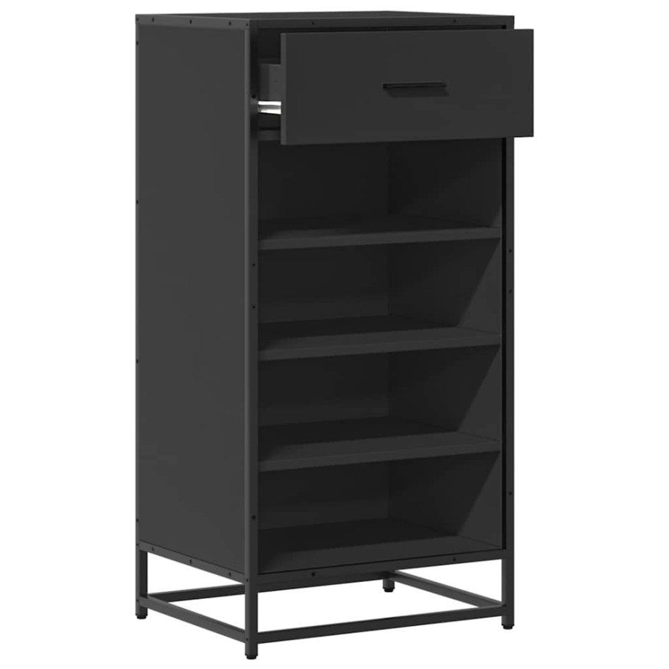 Mueble zapatero de madera de ingeniería negro 48x38x97,5
