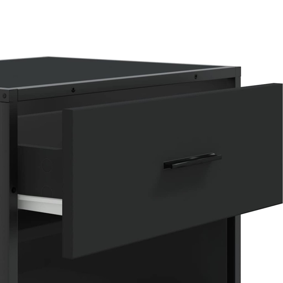 Mueble zapatero de madera de ingeniería negro 48x38x97,5