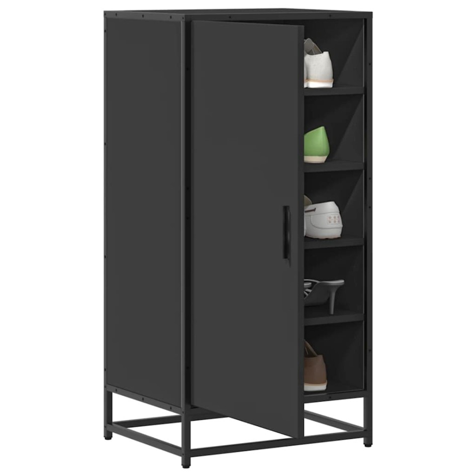 Mueble zapatero de madera de ingeniería negro 48x38x97,5