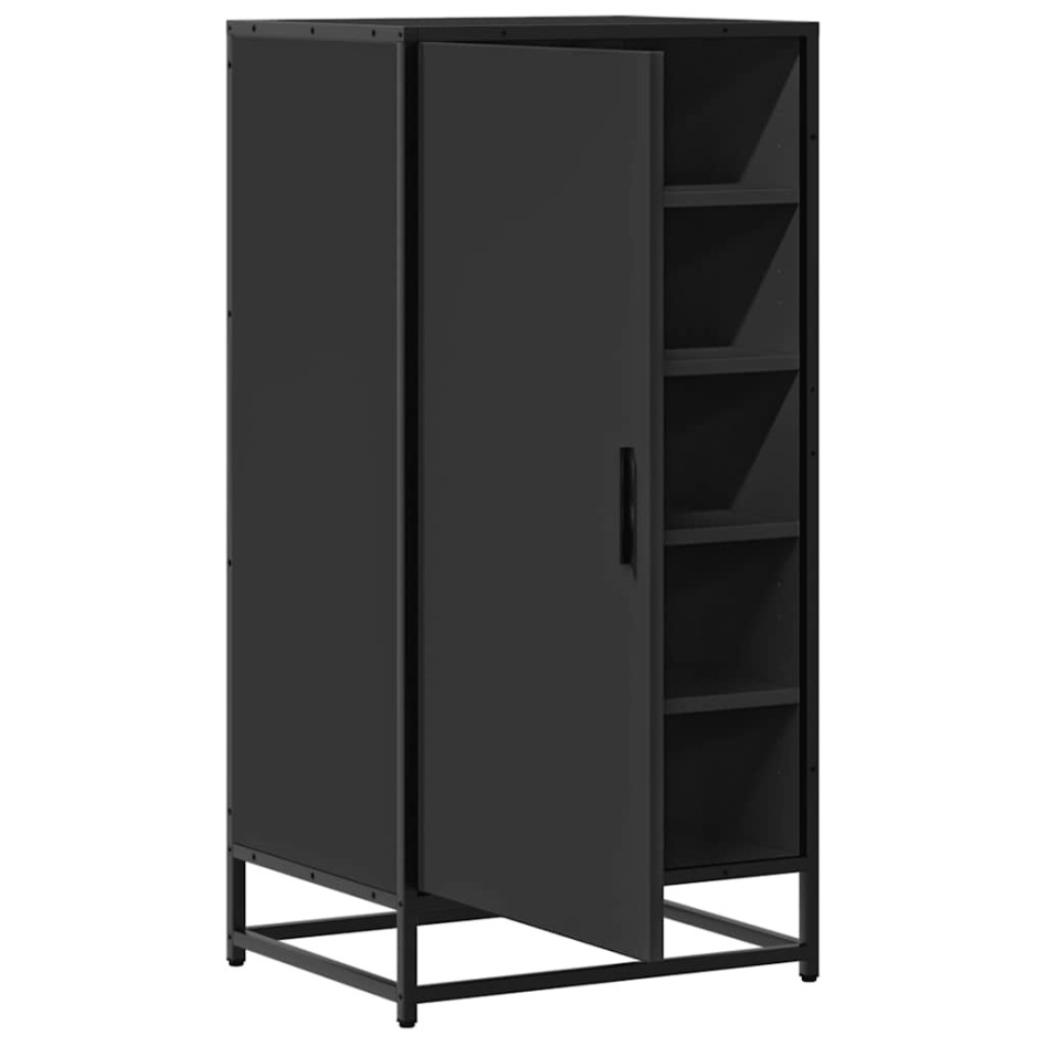 Mueble zapatero de madera de ingeniería negro 48x38x97,5