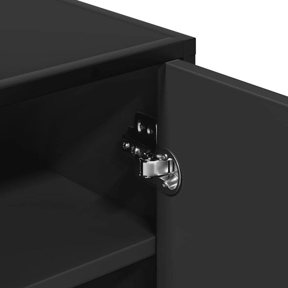 Mueble zapatero de madera de ingeniería negro 48x38x97,5