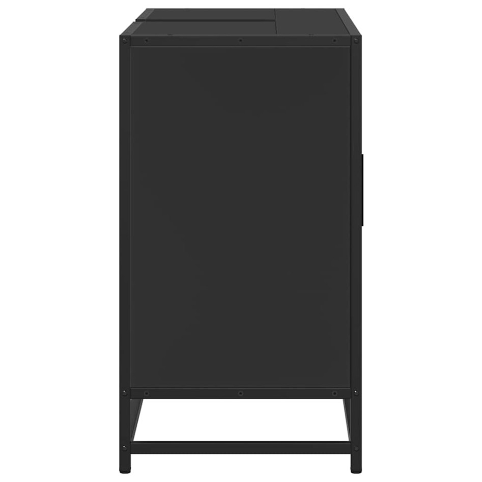 Armario de lavabo de baño madera ingeniería negro 80x33x60
