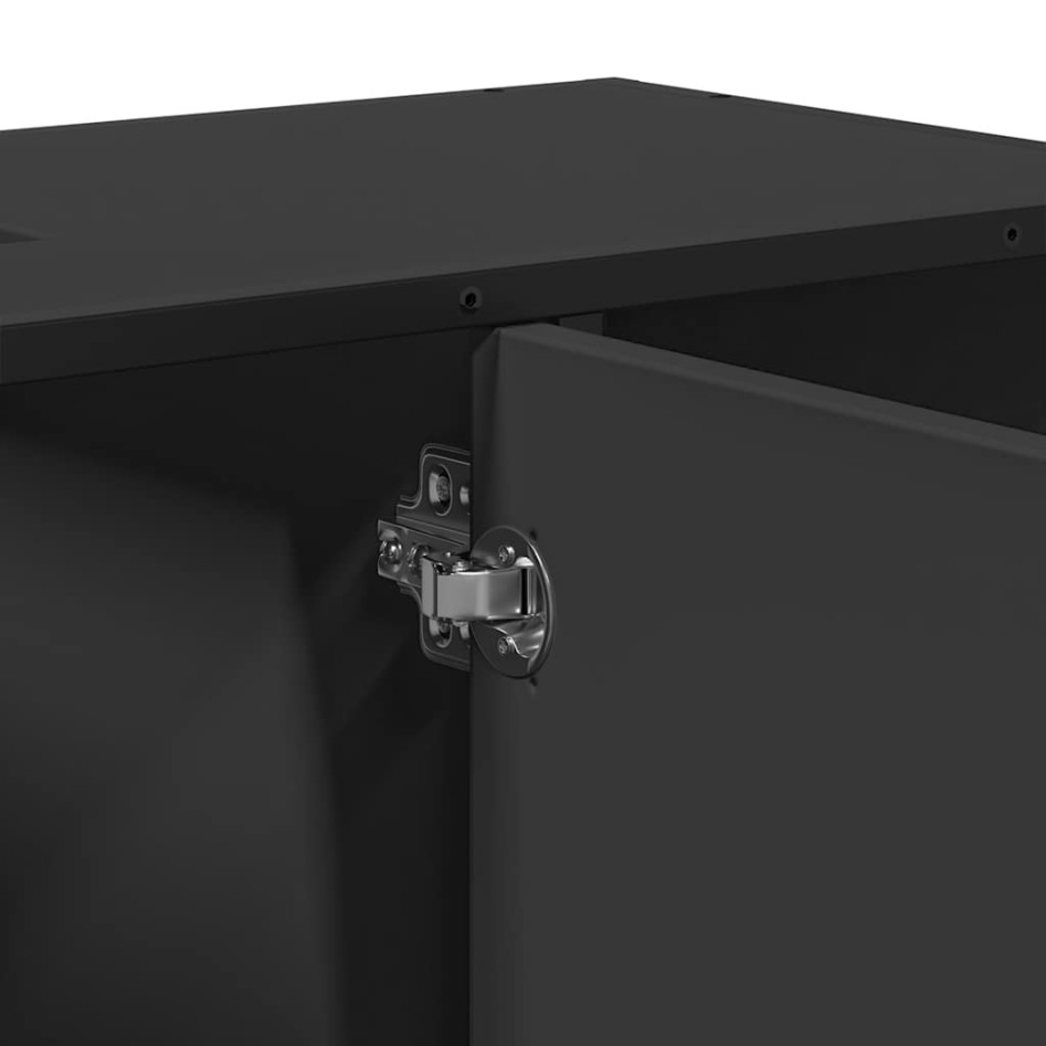 Armario de lavabo de baño madera ingeniería negro 80x33x60