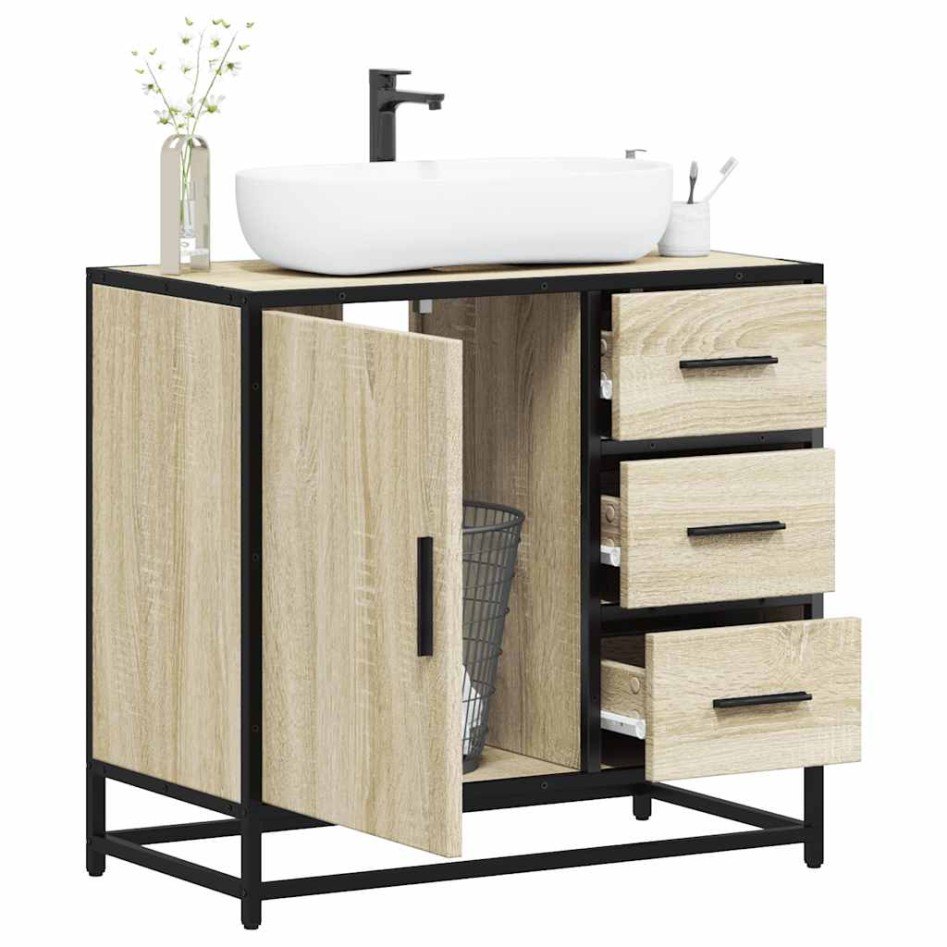 Armario de lavabo de baño madera roble Sonoma 65x33x60