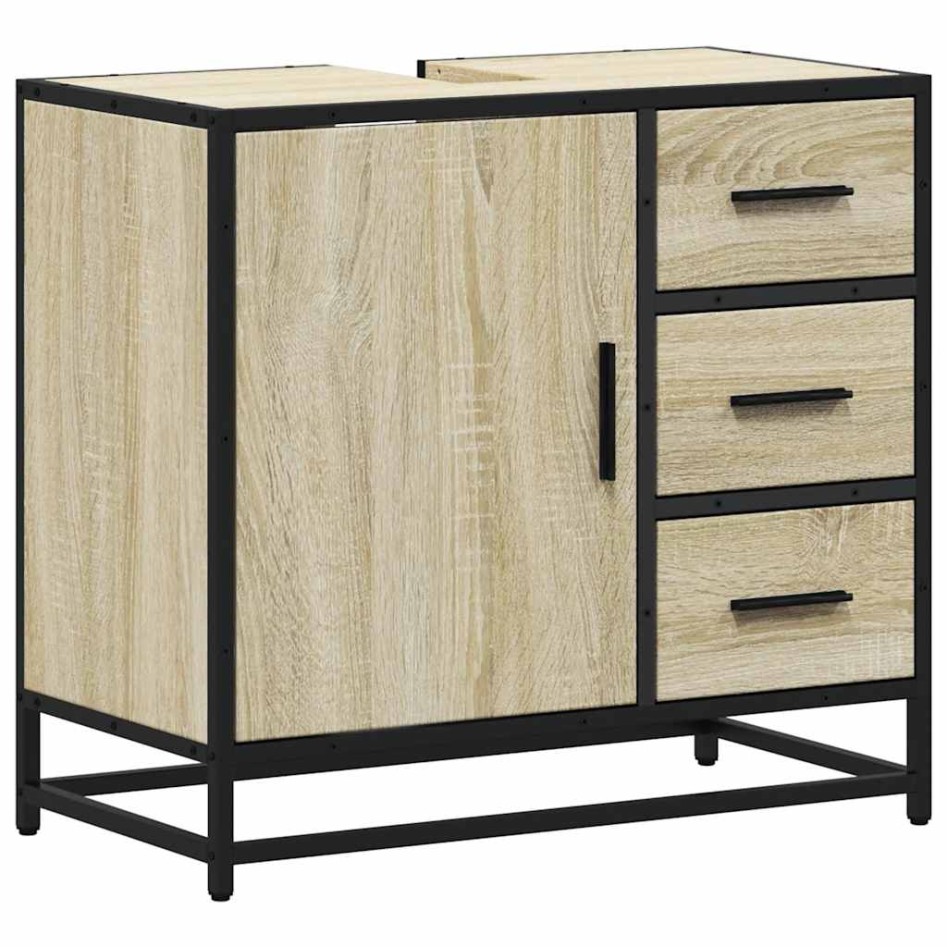 Armario de lavabo de baño madera roble Sonoma 65x33x60