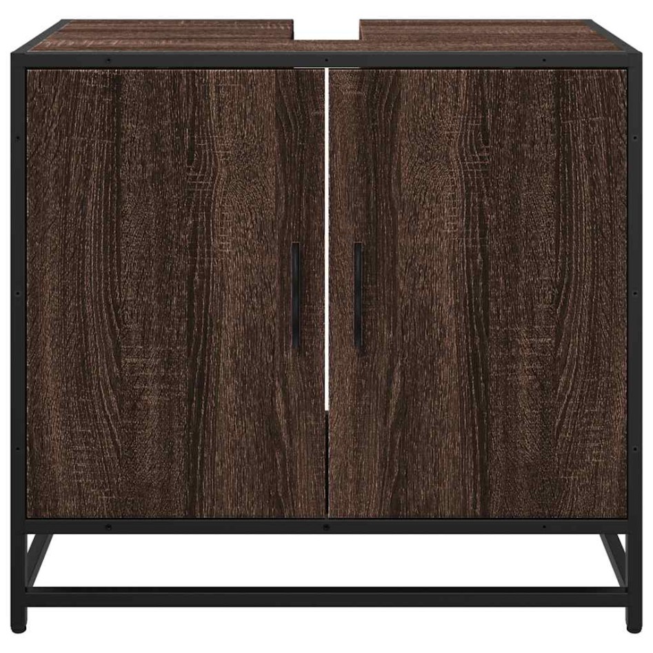 Mueble de lavabo madera de ingeniería roble marrón 65x33x60