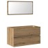 Mueble de baño con espejo de madera ingeniería roble