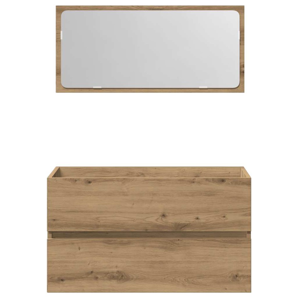 Mueble de baño con espejo de madera ingeniería roble