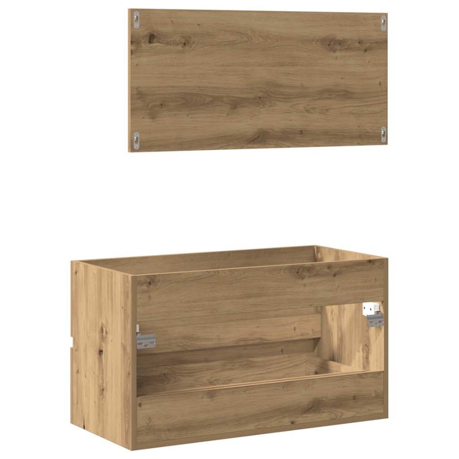 Mueble de baño con espejo de madera ingeniería roble