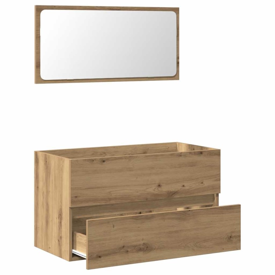 Mueble de baño con espejo de madera ingeniería roble
