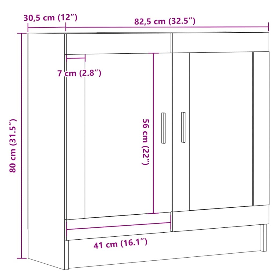 Armario libros madera ingeniería roble artisan 82,5x30,5x80