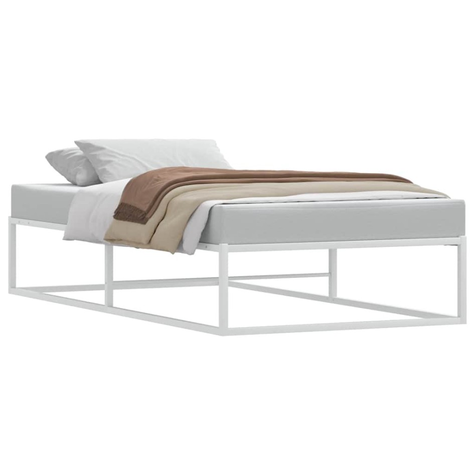 Estructura de cama sin colchón de metal blanco 100x200