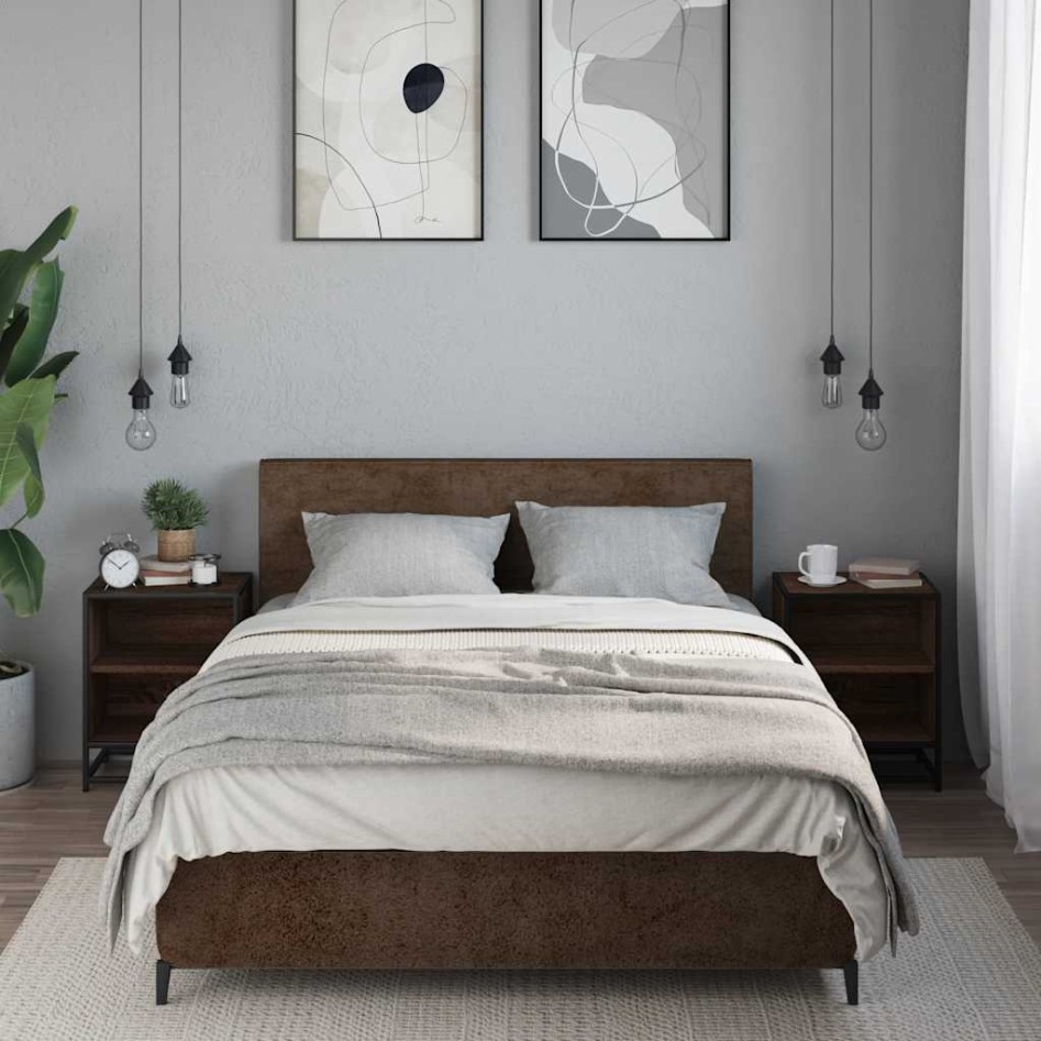 Mesitas noche 2 uds madera ingeniería marrón roble 40x31x50