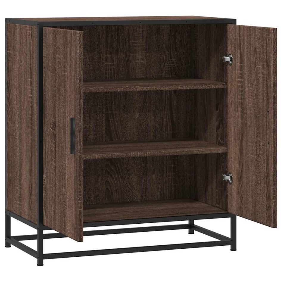 Aparador madera ingeniería y metal marrón roble 68x35x76