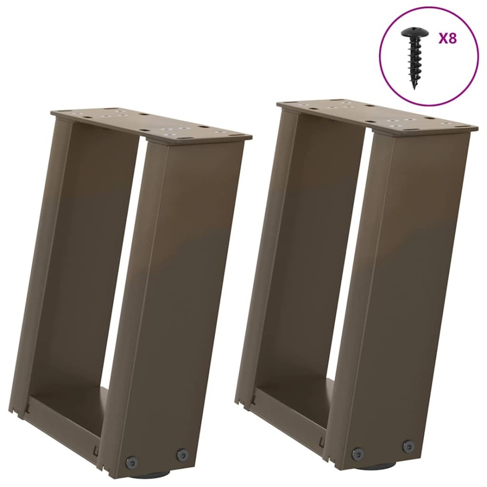 Patas de mesa centro forma U 2uds acero natural 30x(30-31)