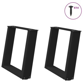 Patas de mesa de centro forma U 2uds acero negro 50x(42-43)