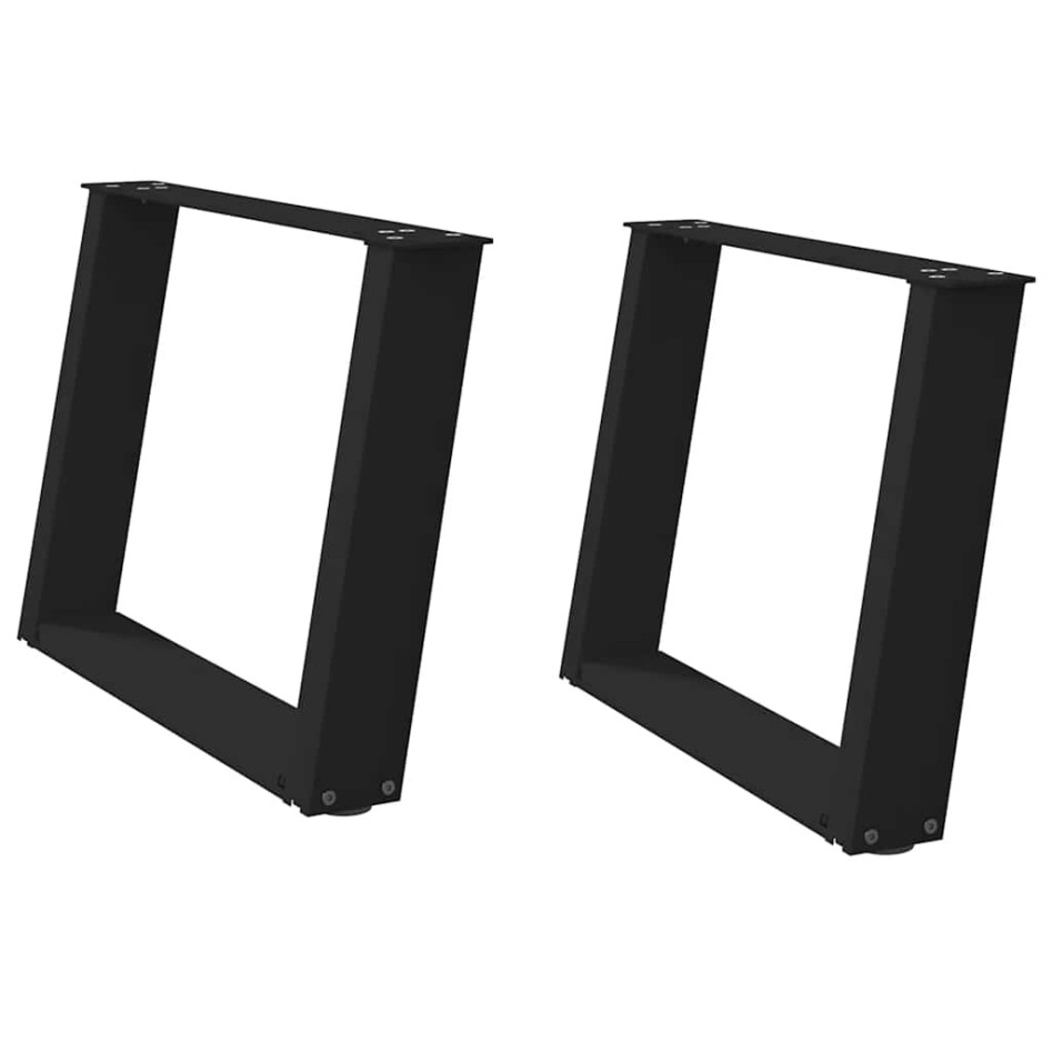 Patas de mesa de centro forma U 2uds acero negro 70x(42-43)