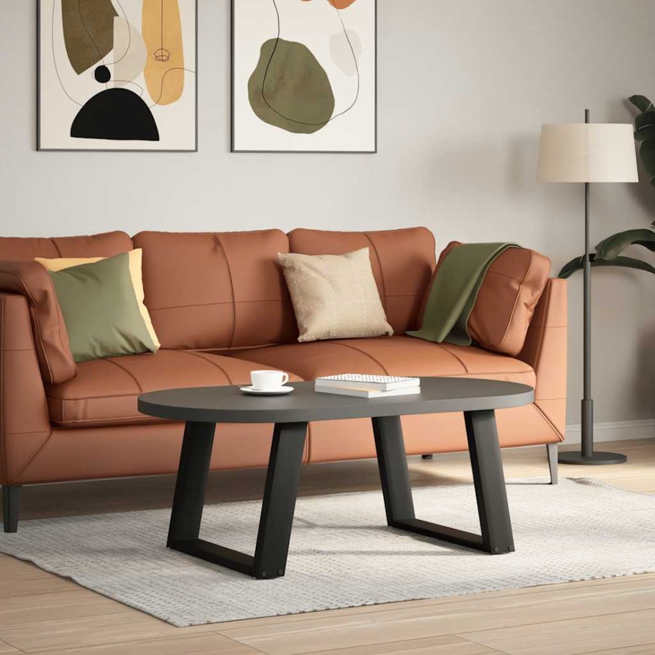 Patas de mesa de centro forma U 2uds acero negro 70x(42-43)