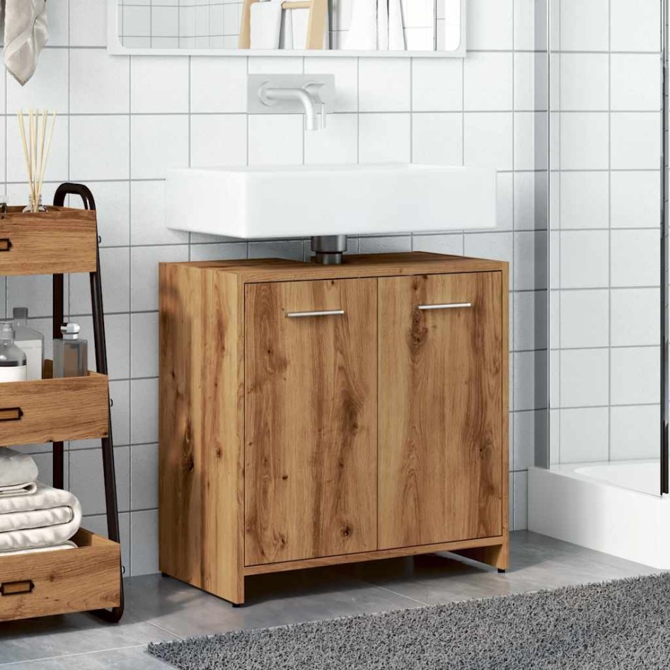 Mueble de lavabo de baño madera roble artisan 60x33x60