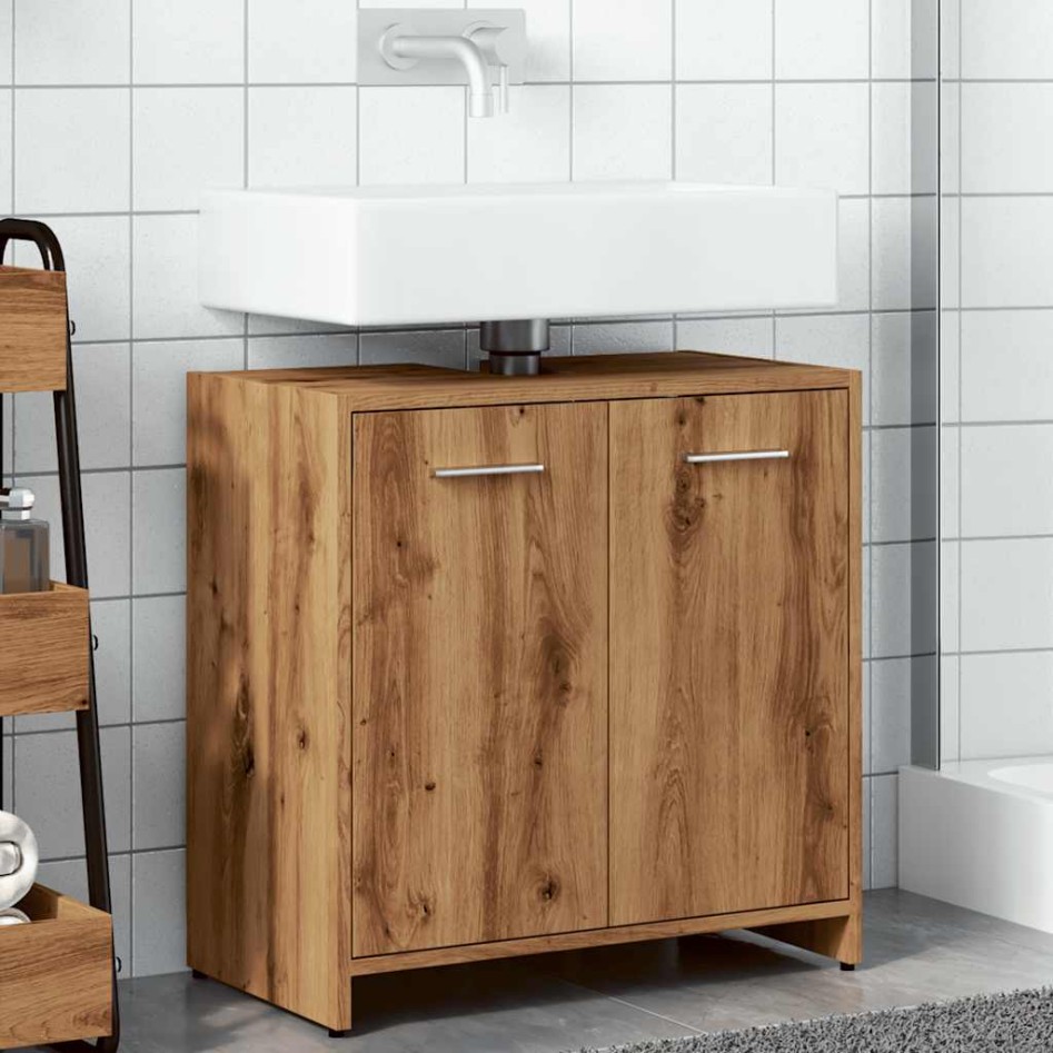 Mueble de lavabo de baño madera roble artisan 60x33x60