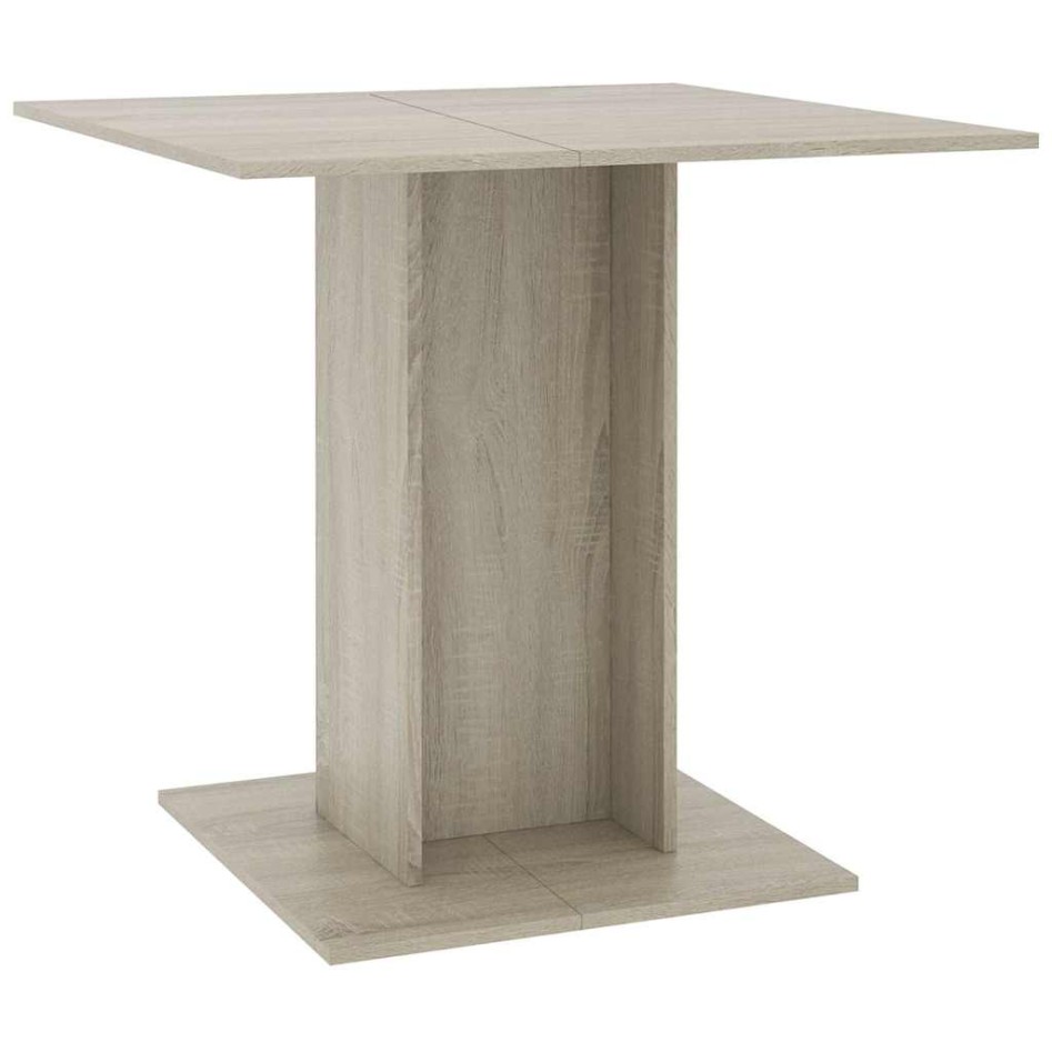 Mesa de comedor de madera contrachapada color roble 80x80x75