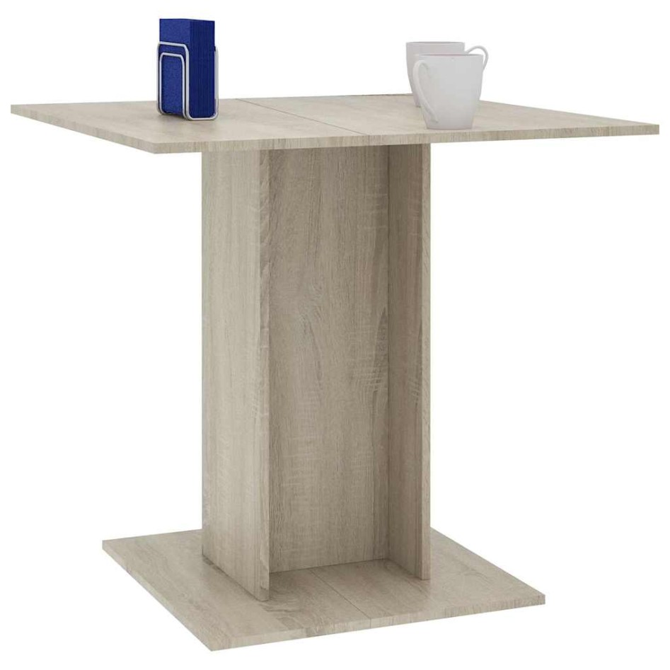 Mesa de comedor de madera contrachapada color roble 80x80x75