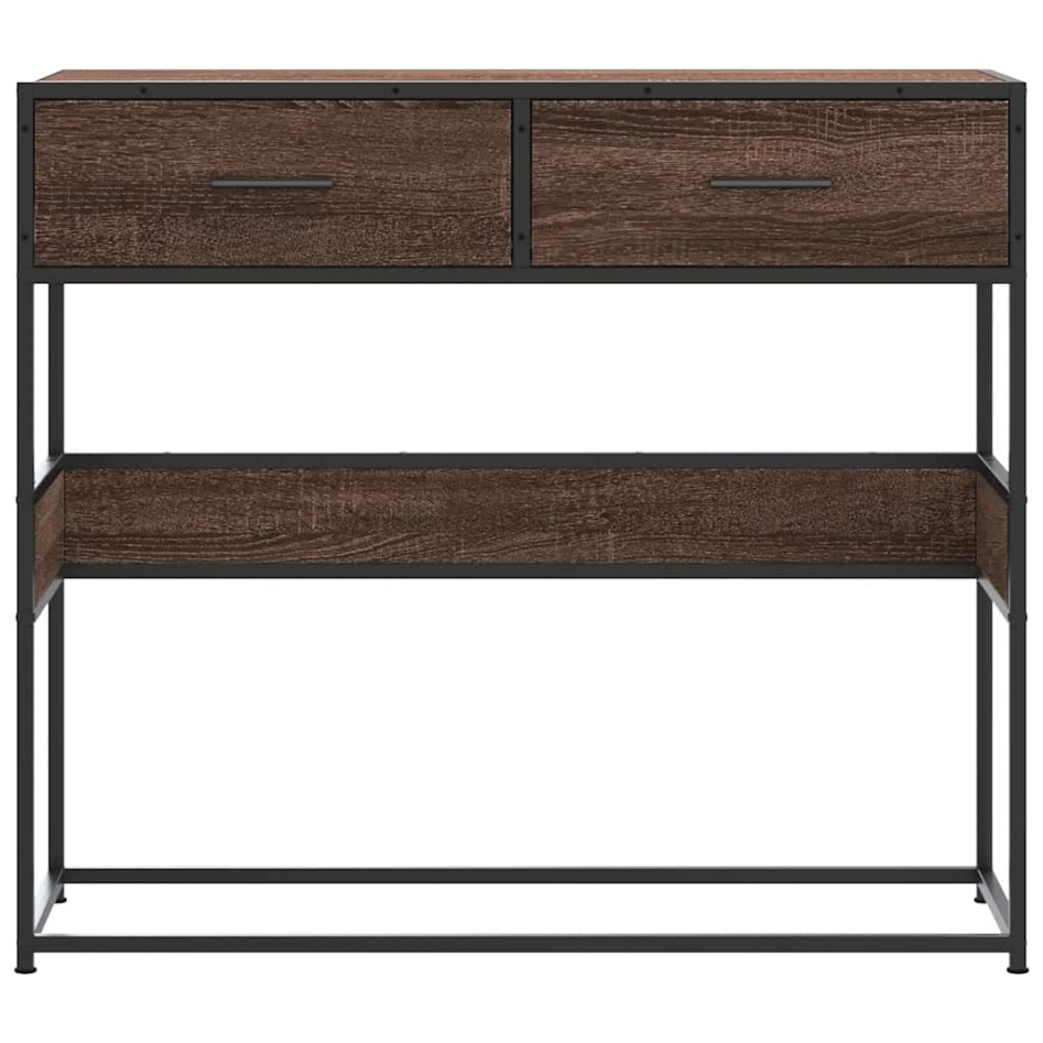 Mesa consola madera de ingeniería marrón roble 90x35x80