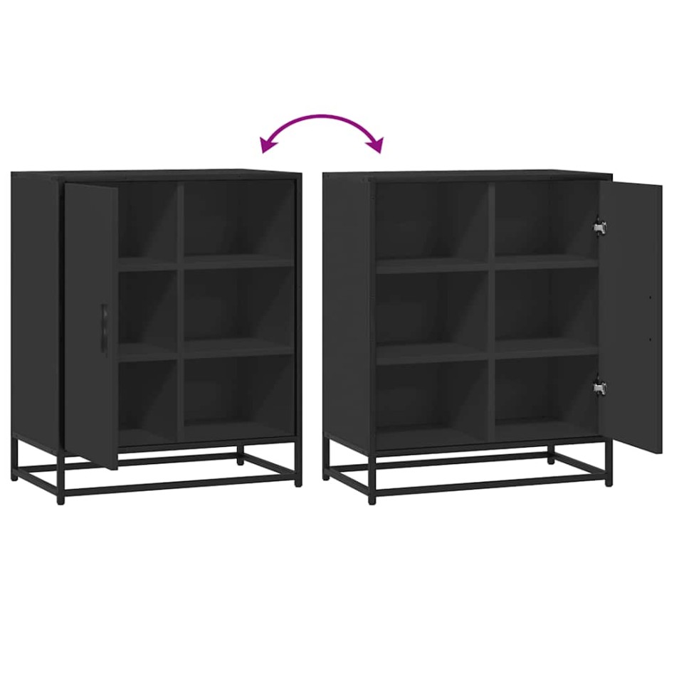 Aparador de madera de ingeniería negro 62x35x76