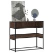 Mesa consola madera de ingeniería marrón roble 90x35x80 cm