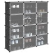 Estantería de cubos con 12 compartimentos y puertas PP negro