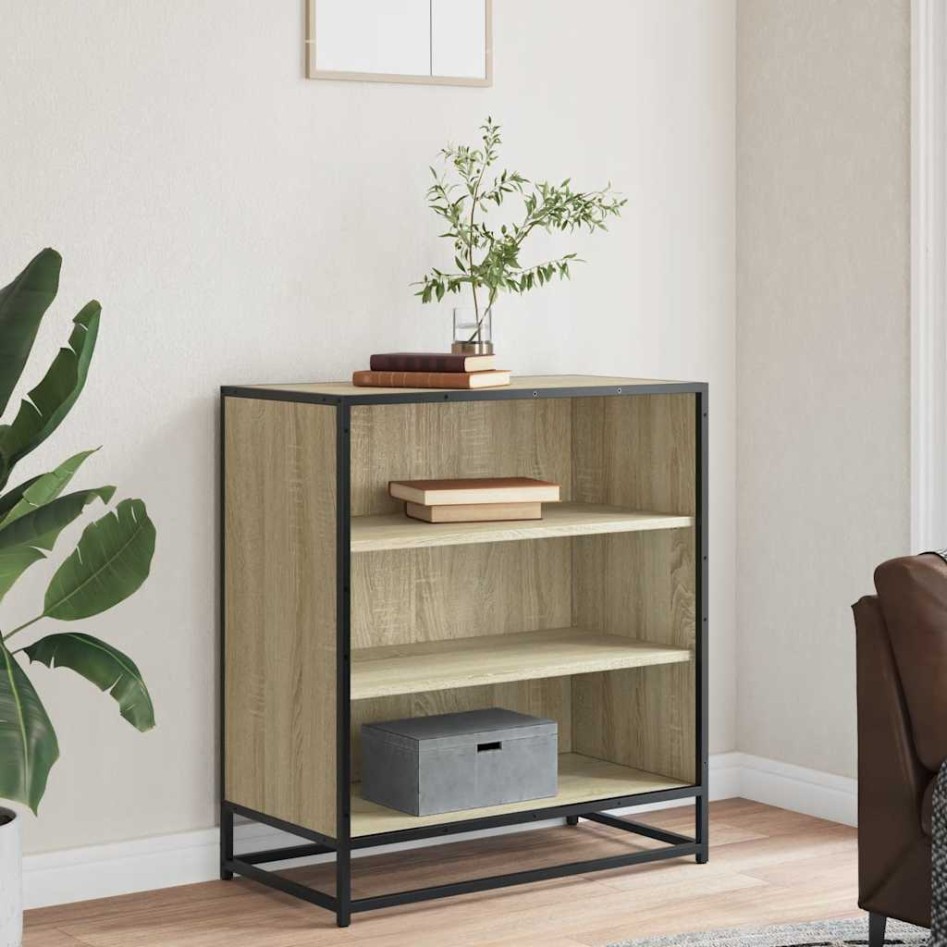 Aparador madera ingeniería y metal roble Sonoma 68x35x76