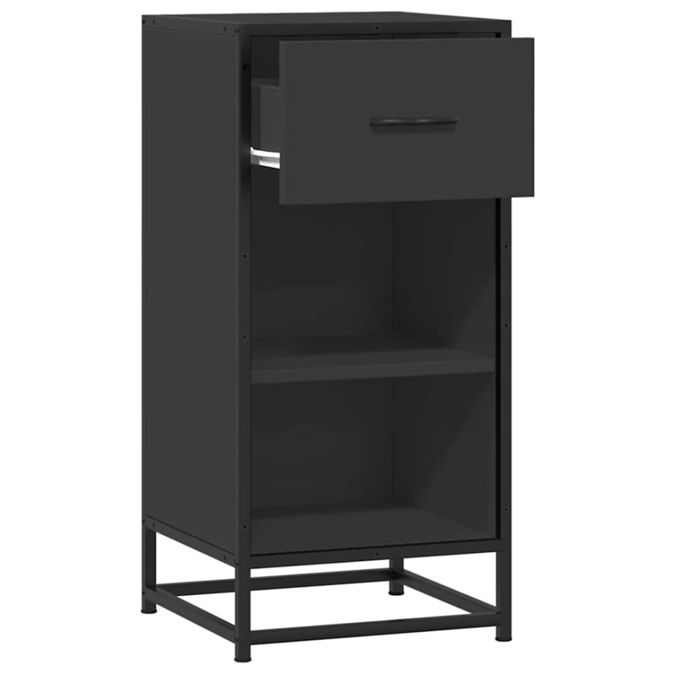 Aparador de madera de ingeniería y metal negro 35,5x35x76
