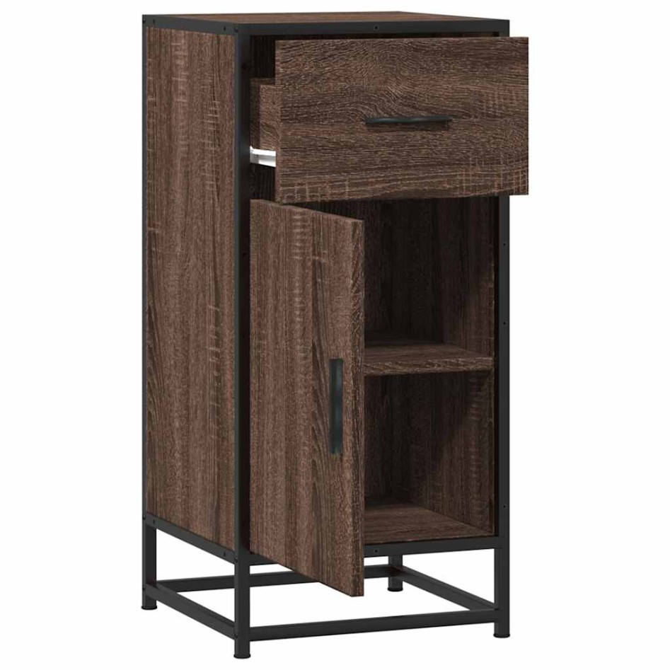 Aparador madera ingeniería y metal marrón roble 35,5x35x76