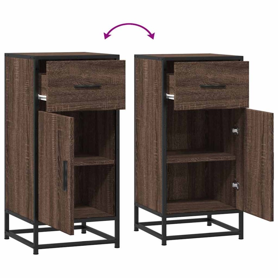 Aparador madera ingeniería y metal marrón roble 35,5x35x76