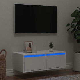 Mueble de TV con luces LED blanco 75x35,5x25