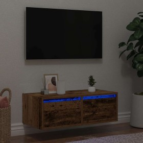 Mueble de TV con luces LED envejecida 75x35,5x25