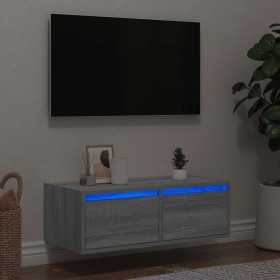 Mueble de TV con luces LED sonoma gris 75x35,5x25