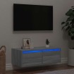 Mueble de TV con luces LED sonoma gris 75x35,5x25 cm