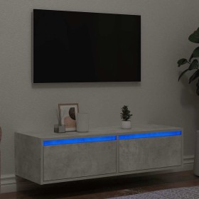 Mueble de TV con luces LED gris hormigón 100X35,5x25