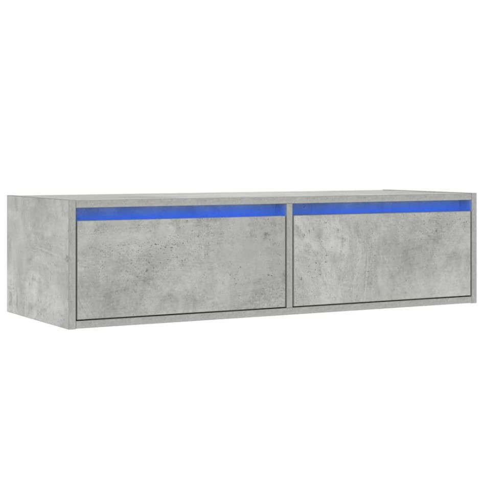Mueble de TV con luces LED gris hormigón 100X35,5x25