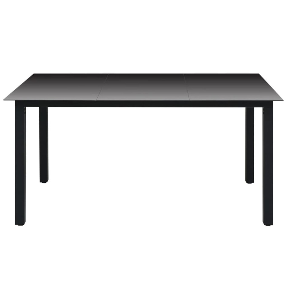 Mesa de jardín de aluminio y vidrio negra 150x90x74